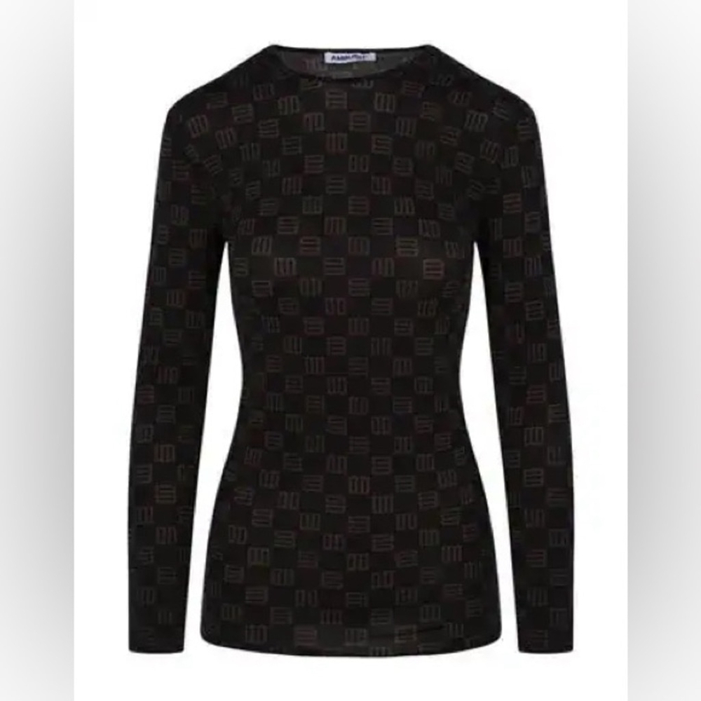 Ambush Monogram Fitted Crew Neck Long Sleeve Black/Browne M Polyamide, Elastane